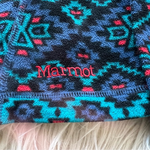 Marmot Fleece Jacket Rocklin Half Zip Blue Geometric Hiking Gorp Women’s M - Picture 3 of 9